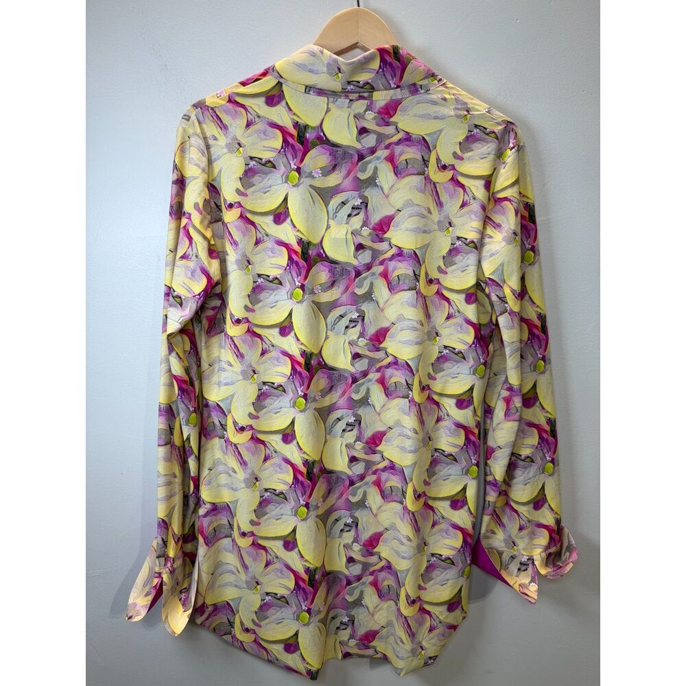 Chiara Boni Pink and Yellow Button Down Shirt - Picture 3 of 8